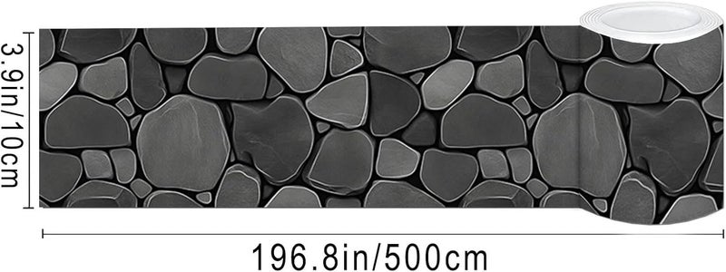 IVN Wallpaper Border Peel and Stick Decorative Wall Trim Self Adhesive Black Stone Accent Strip for Bathroom Laundry Room Pool Area Mirror Frame Shelf Wall Edge 4x196 Inch Elegant Design - Image 3